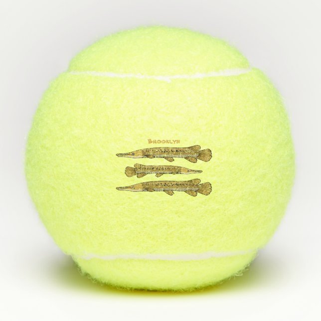 Alligator garfish cartoon illustration tennis balls (Front)
