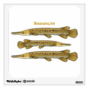 Alligator garfish cartoon illustration wall decal