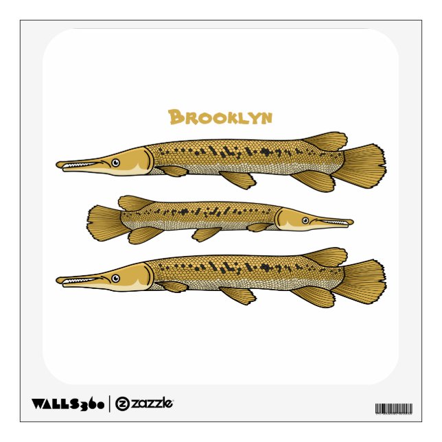 Alligator garfish cartoon illustration wall decal (Front)