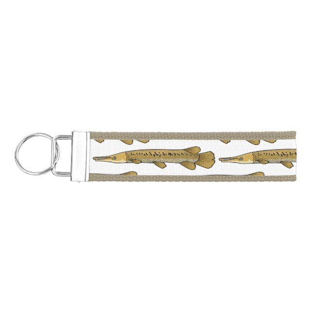 Alligator garfish cartoon illustration wrist keychain (Keys on Left)