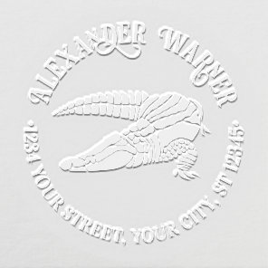 Alligator Gator Reptile Name Return Address Round Embosser