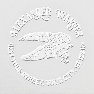 Alligator Gator Reptile Name Return Address Round Embosser