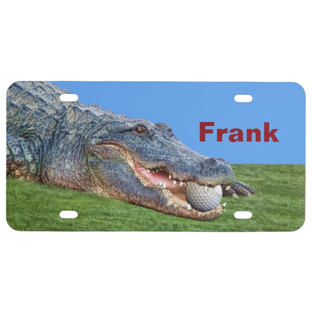 Alligator, Golf Ball, Customizable Name License Plate (Front)