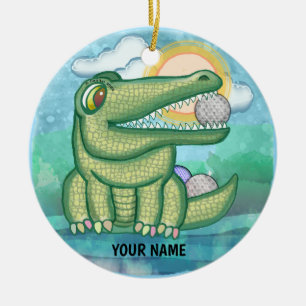 Alligator Golf Ceramic Ornament