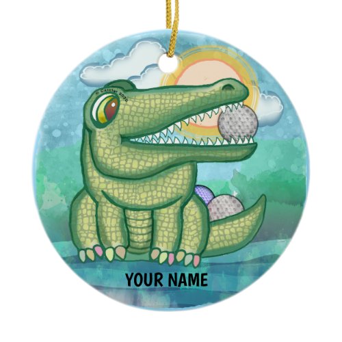 Alligator Golf Ceramic Ornament