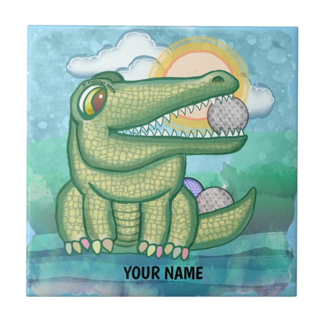 Alligator Golf Ceramic Tile (Front)