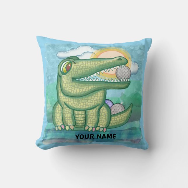 Alligator Golf Throw Pillow (Front)