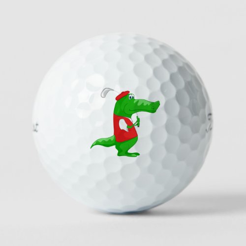 Alligator golfer fun cute and preppy golf balls