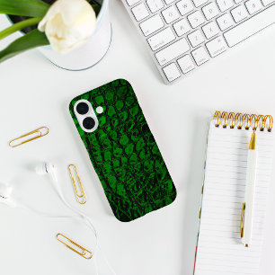 Alligator Green Faux Leather iPhone 16 Case