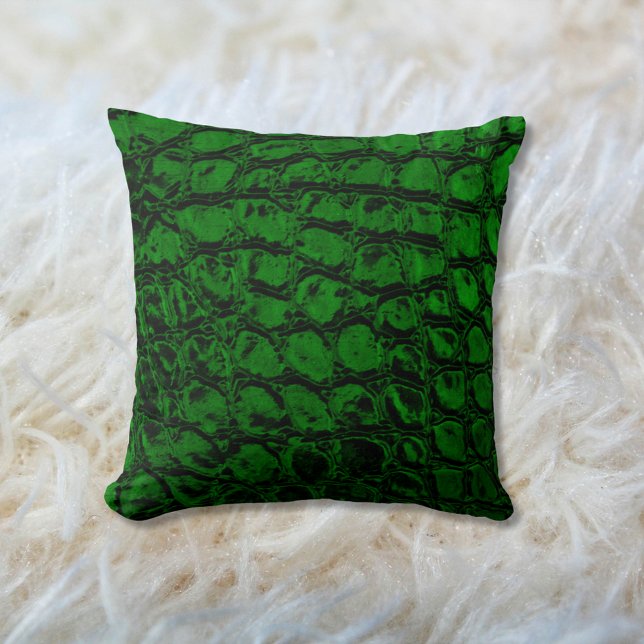 Alligator Green Faux Leather Throw Pillow (Creator Uploaded)