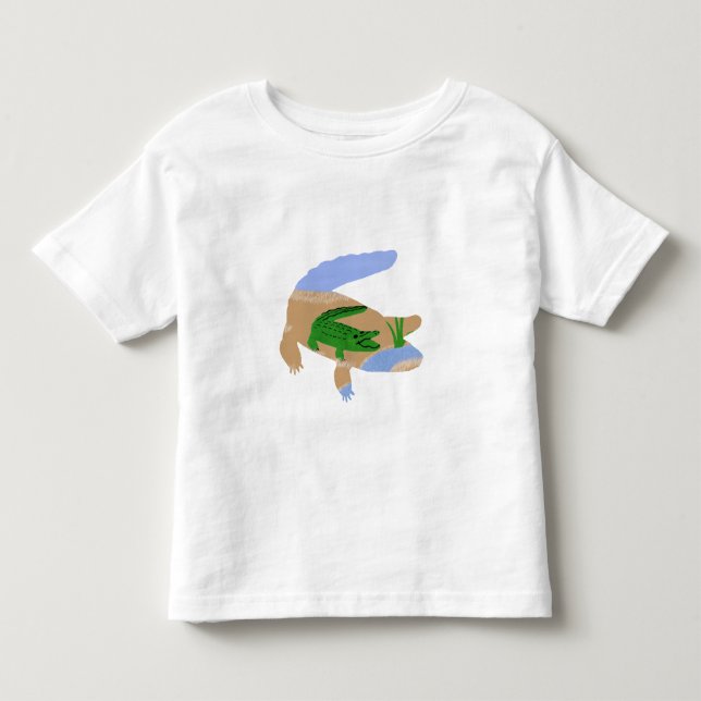 Alligator Green Whimsical Cartoon Art Toddler T-shirt (Front)
