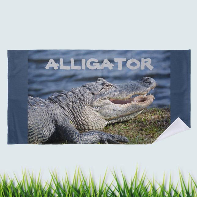 Alligator Grinning Gator Photographic Beach Towel (Creator Uploaded)
