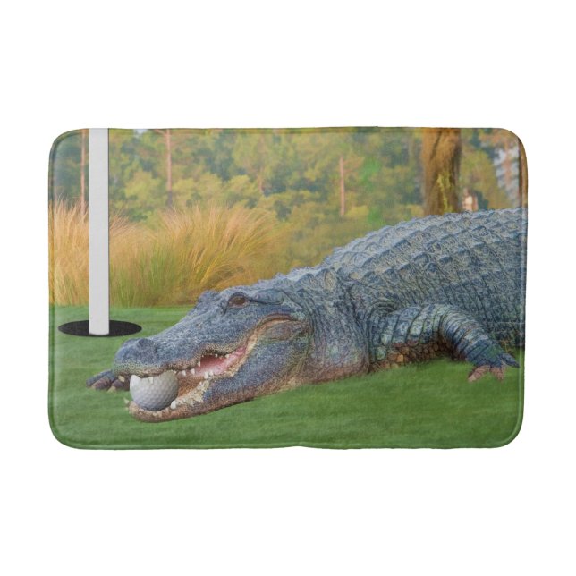Alligator, Hazardous Lie on Golf Course Bathroom Mat (Front)