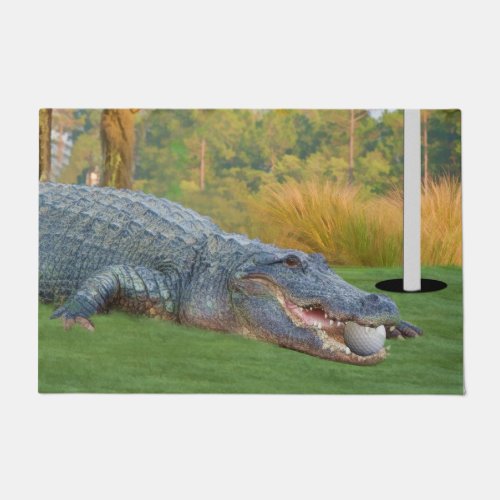Alligator Hazardous Lie on Golf Course Doormat
