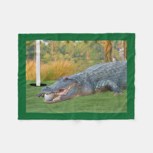 Alligator Hazardous Lie on Golf Course Fleece Blanket