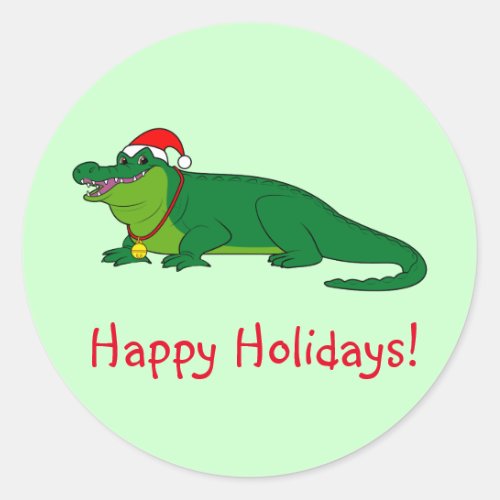 Alligator in a Santa Hat Classic Round Sticker