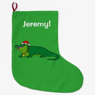 Alligator in a Santa Hat Large Christmas Stocking