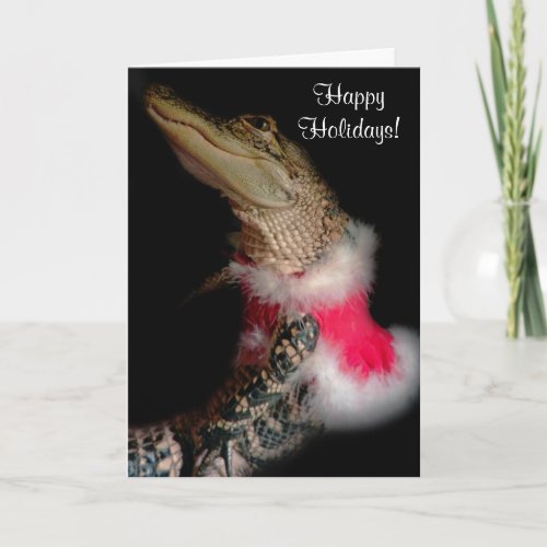 Alligator In Her Holiday Dress Greeting Card