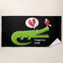 Alligator in Love Beach Towel