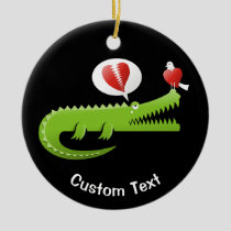 Alligator in Love Ceramic Ornament