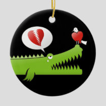 Alligator in Love Ceramic Ornament