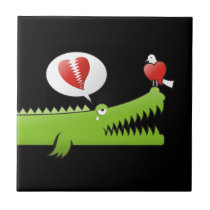 Alligator in Love Ceramic Tile