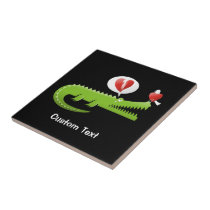 Alligator in Love Ceramic Tile