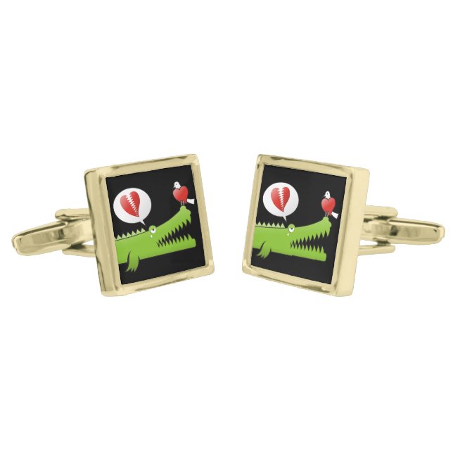Alligator in Love Cufflinks (Angled)