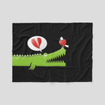 Alligator in Love Fleece Blanket