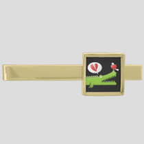 Alligator in Love Gold Finish Tie Bar