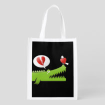 Alligator in Love Grocery Bag