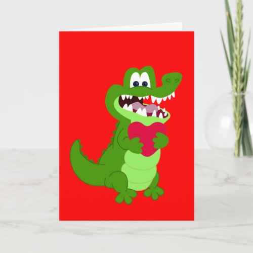 Alligator in Love Holiday Card