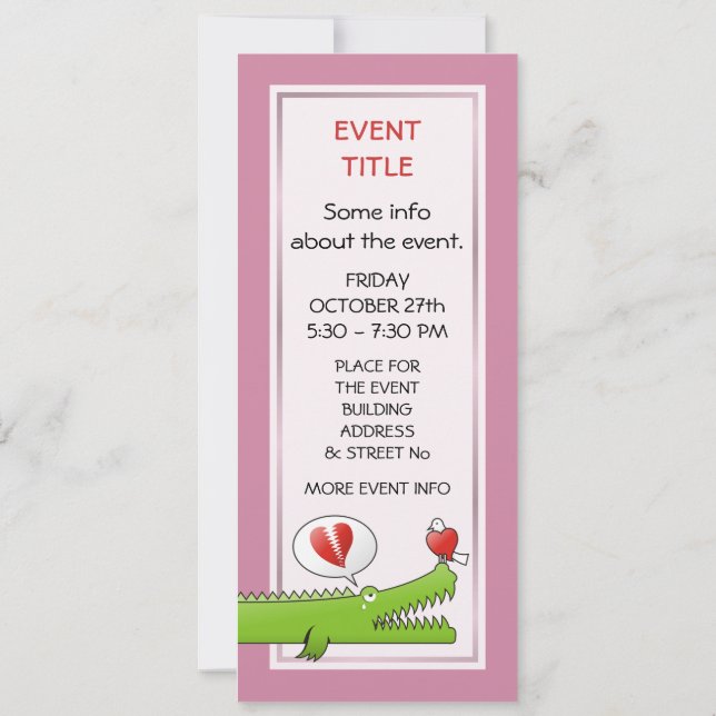 Alligator in Love Invitation (Back)