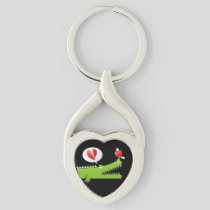 Alligator in Love Keychain