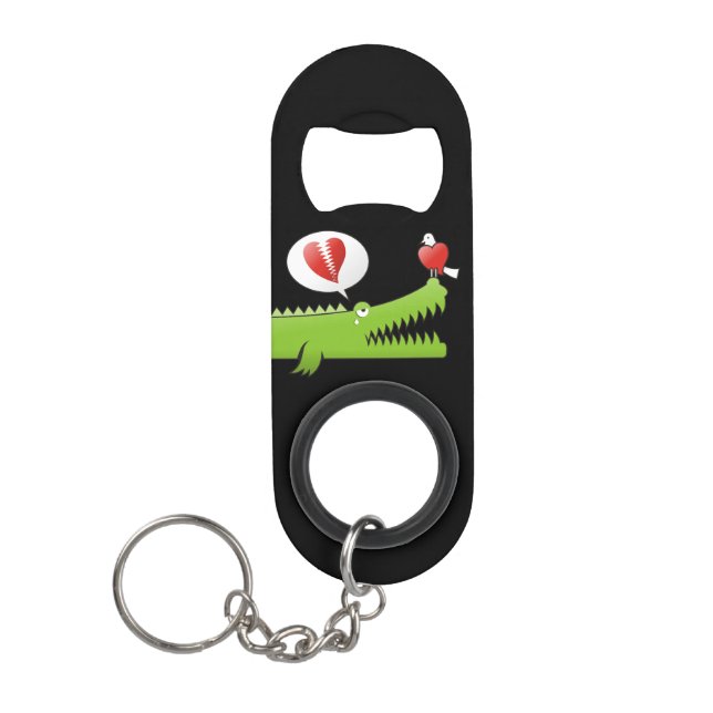 Alligator in Love Keychain Bottle Opener (Front)