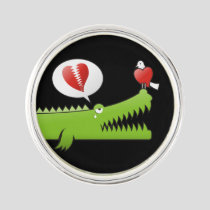 Alligator in Love Lapel Pin