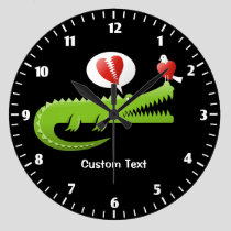 Alligator in Love Large Clock