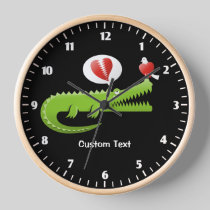 Alligator in Love Large Clock