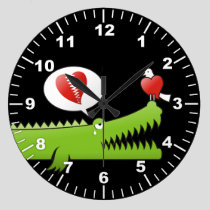Alligator in Love Large Clock