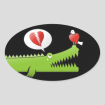 Alligator in Love Oval Sticker