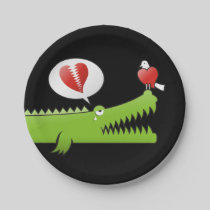 Alligator in Love Paper Plate