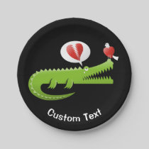 Alligator in Love Paper Plate