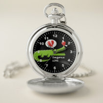 Alligator in Love Pocket Watch