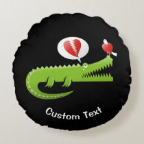 Alligator in Love Round Pillow