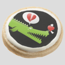 Alligator in Love Round Shortbread Cookie