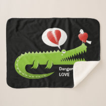 Alligator in Love Sherpa Blanket