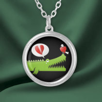 Alligator in Love Silver Plated Necklace