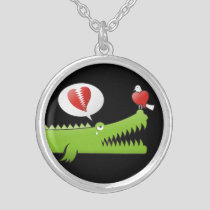 Alligator in Love Silver Plated Necklace