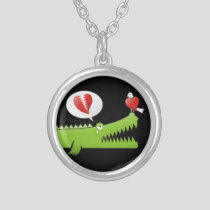 Alligator in Love Silver Plated Necklace