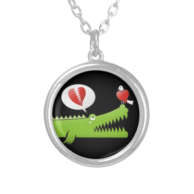 Alligator in Love Silver Plated Necklace (Front)